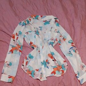 Candies floral white button up top